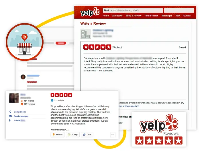 Yelp reviews on a business listing